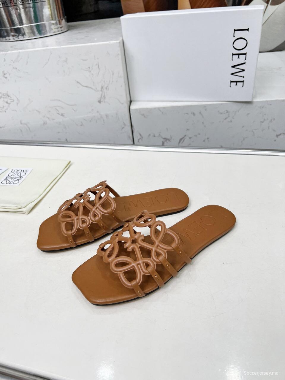 2025 Slippers Loewe Brown Leather Slides LY00190