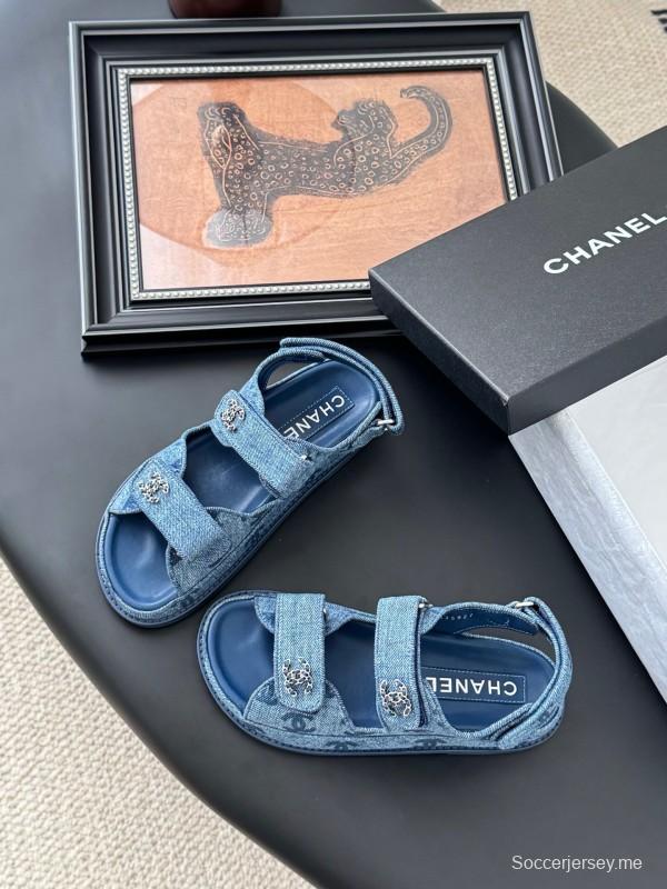 2025 Women Chanel Blue Denim Sandals LY00320