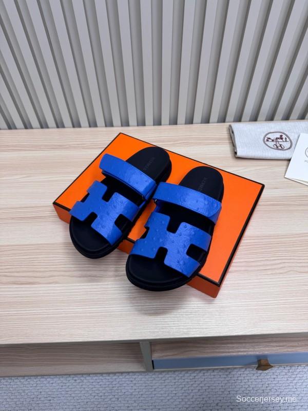 2025 Slippers Hermès Blue Leather Slippers