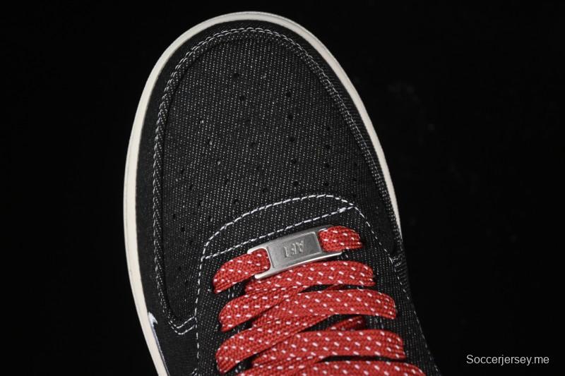 Nike Air Force 1'07 Low Stussy Collaboration Dark Grey Woven Casual Sneakers - LW9279-002