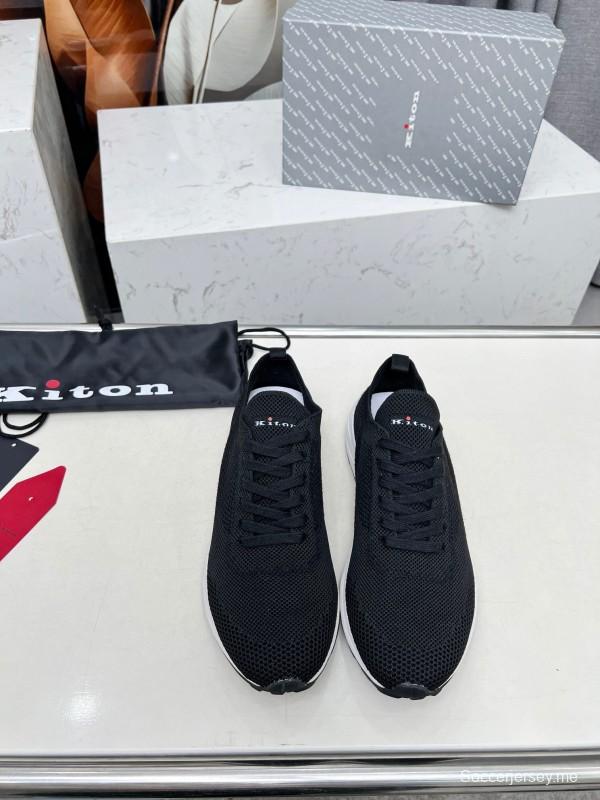 2025 Unisex Kiton Black Knit Sneakers AS00320