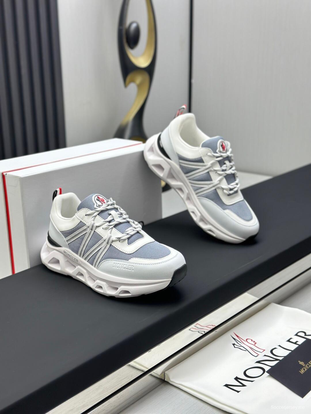 2025 Unisex Moncler White Grey Black Nylon GORE-TEX Trailgrip GTX Outdoor Sneakers KFY00390