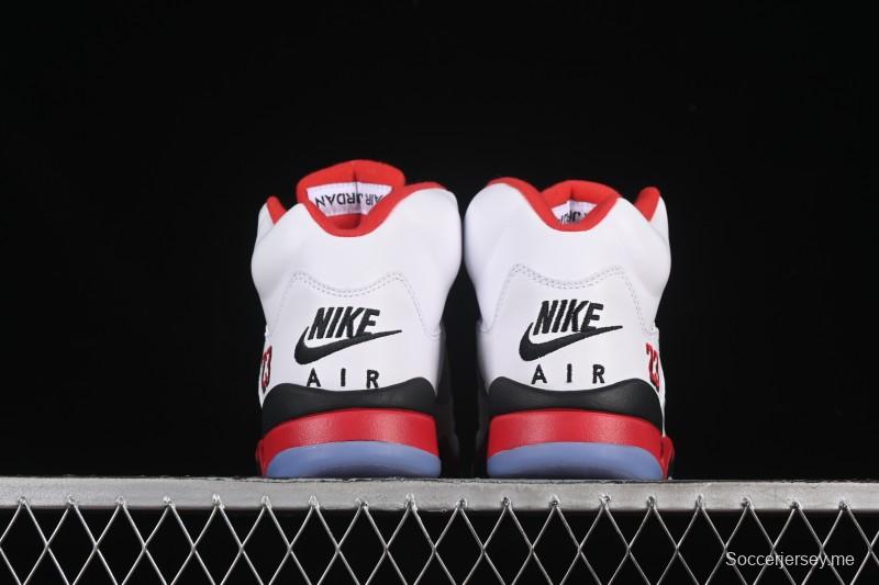 حذاء كرة السلة نايك اير جوردان 5 ريترو جوردان فاير ريد أحمر أسود اللسان - HQ7978-101