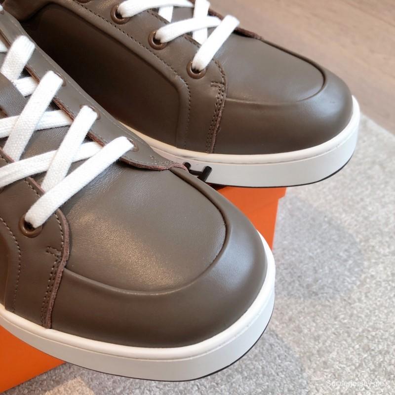 2025 Men Hermès Brown Leather Sneakers AS00380