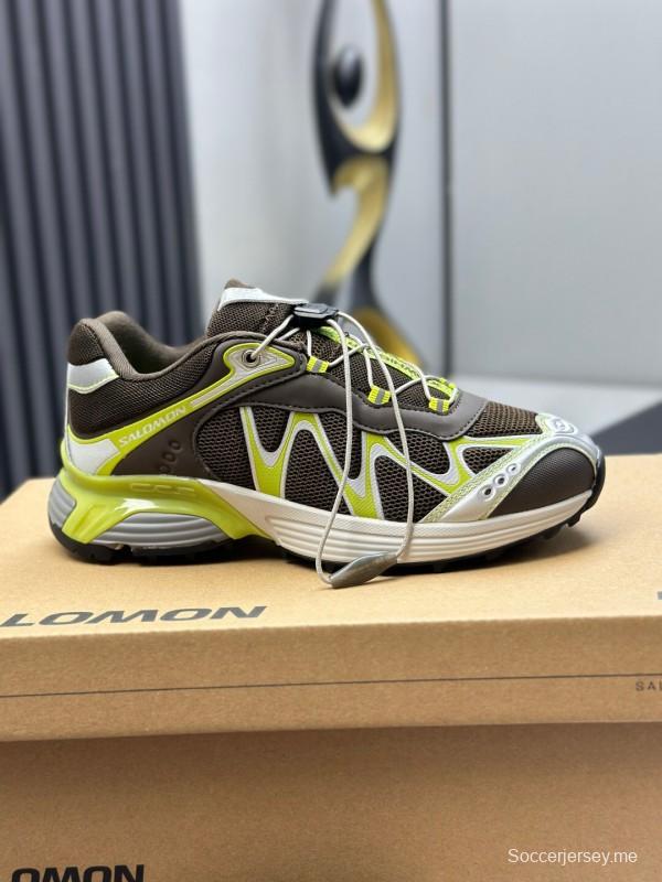 2025 Unisex SALOMON Black White Cream Leather Mesh Sneakers KFY00320