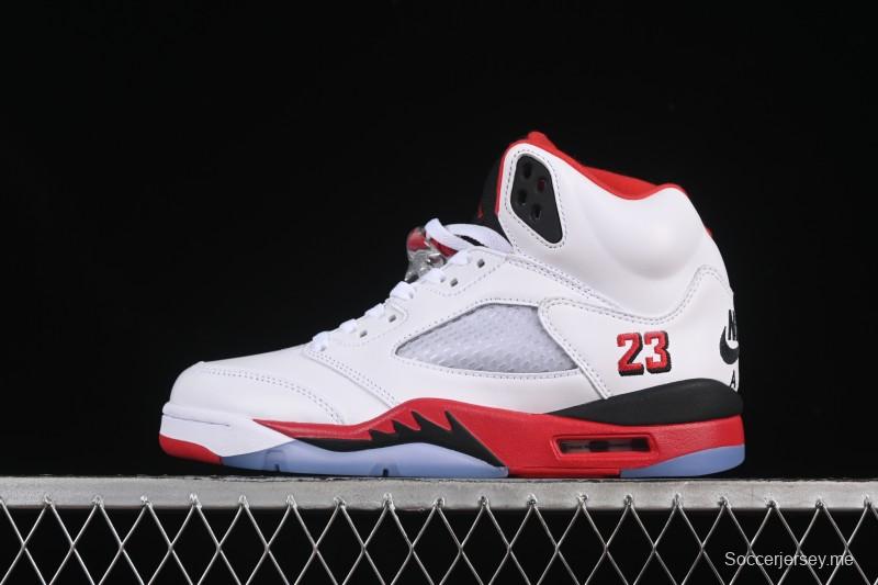 حذاء كرة السلة نايك اير جوردان 5 ريترو جوردان فاير ريد أحمر أسود اللسان - HQ7978-101