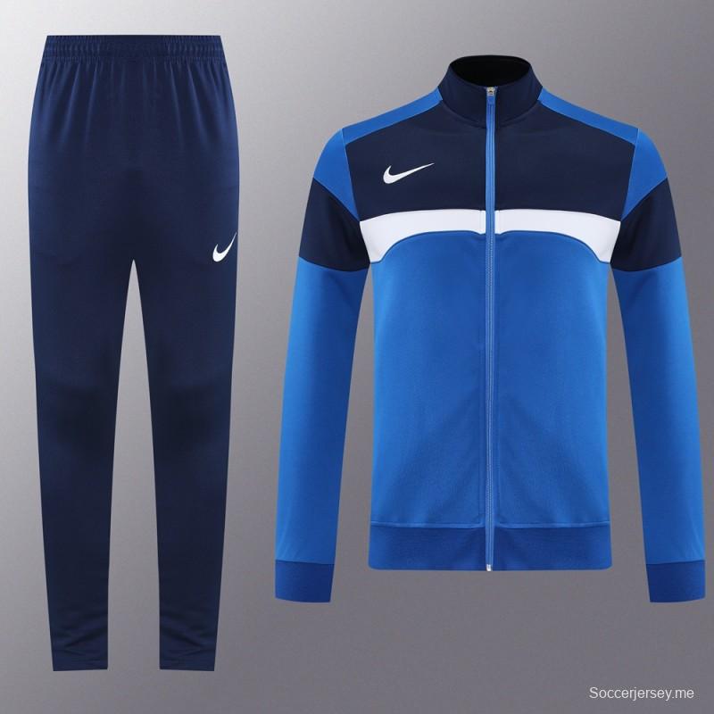 2025 Nike Blue/Black Full Hoodie Zipper Jacket +Long Pants