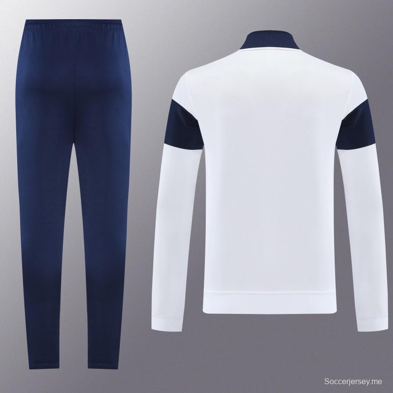 2025 Nike White/Navy Full Hoodie Zipper Jacket +Long Pants