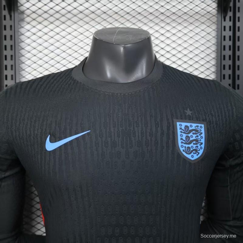 إصدار اللاعب 2025 إنجلترا 2025 قميص بأكمام طويلة أسود اللون أسود اللون