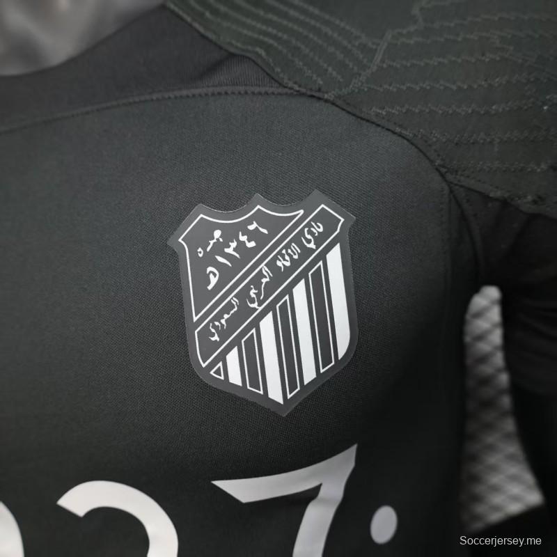 نسخة اللاعب 25/26 قميص بطل الأهلي الأسود مع الراعي الفضي