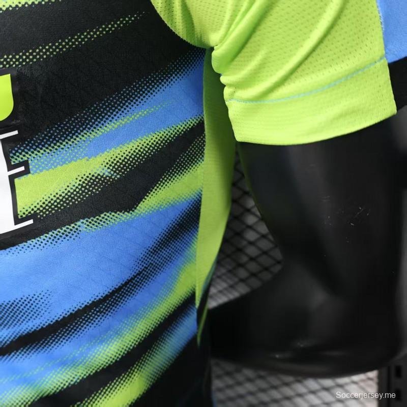 نسخة اللاعب 25/26 قميص أولمبيك مارسيليا أولمبيك مارسيليا أخضر نيون أزرق أسود مخطط متدرج اللون