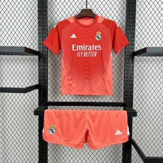 2025/26 كيدز ريال مدريد 2025/26 قميص حارس مرمى ريال مدريد برتقالي اللون أحمر