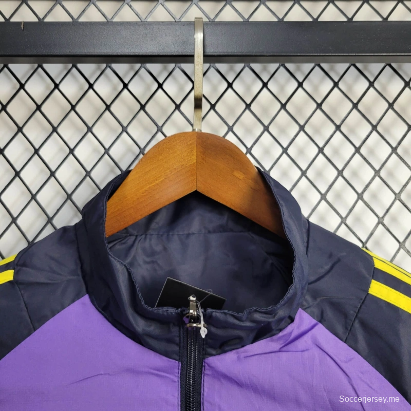 25/26 جاكيت ريال مدريد أسود/بنفسجي سترة واقية من الرياح