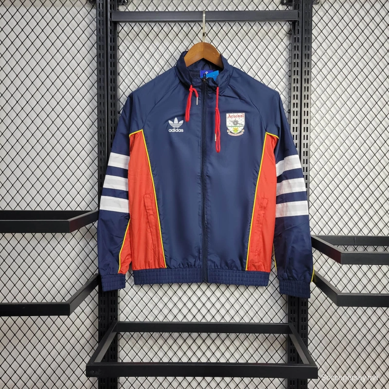 جاكيت أرسنال 25/26 سترة واقية من الرياح باللون الكحلي/الأحمر