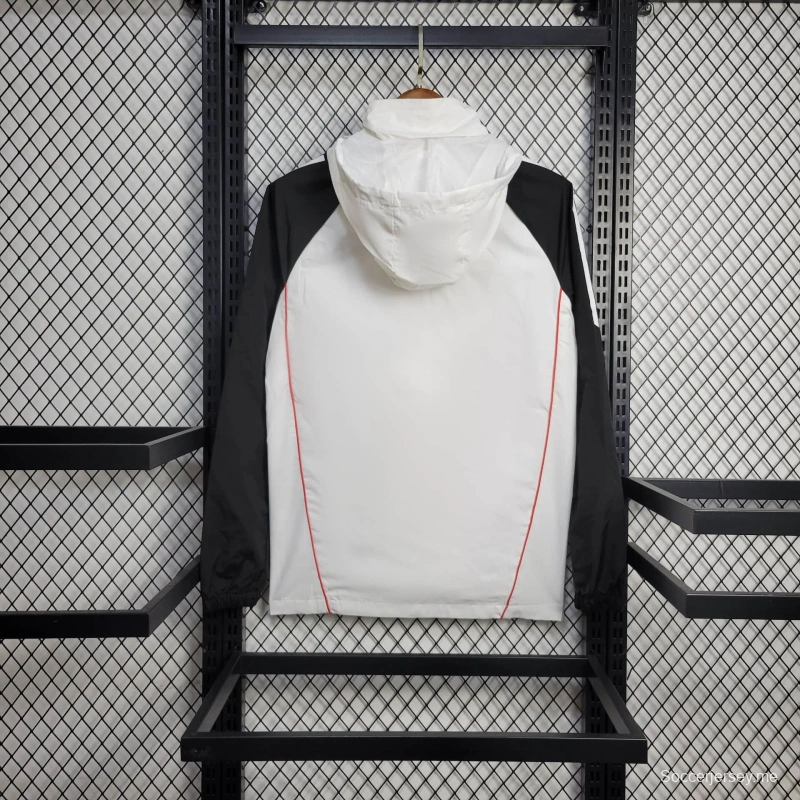 25/26 جاكيت مانشستر يونايتد سترة واقية من الرياح أبيض اللون