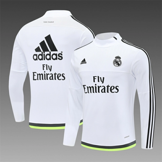 Retro 15/16 Real Madrid White Half Zipper Jacket