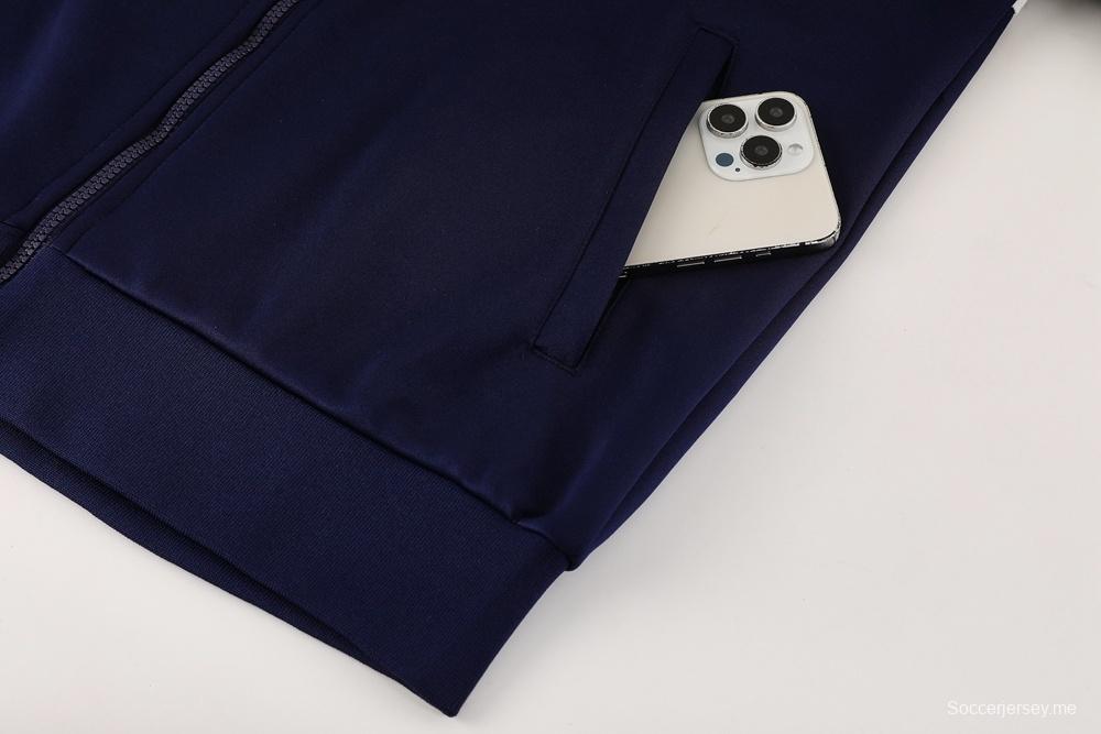 2025 NIKE جاكيت أسود/أبيض بسحاب كامل + بنطلون طويل