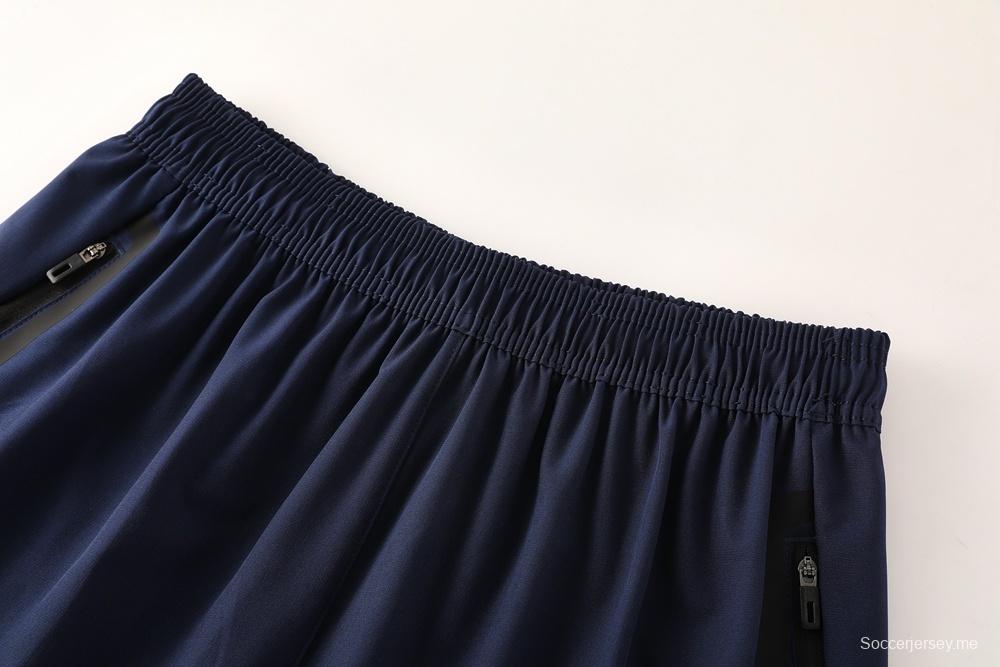 25/26 أديداس أديداس هودي أزرق داكن بجاكيت كامل بسحاب + بنطلون طويل