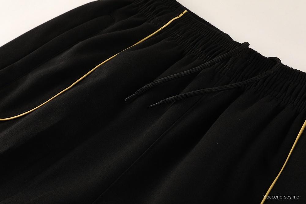 25/26 أرسنال جاكيت أسود كامل بسحاب أسود + بنطلون طويل