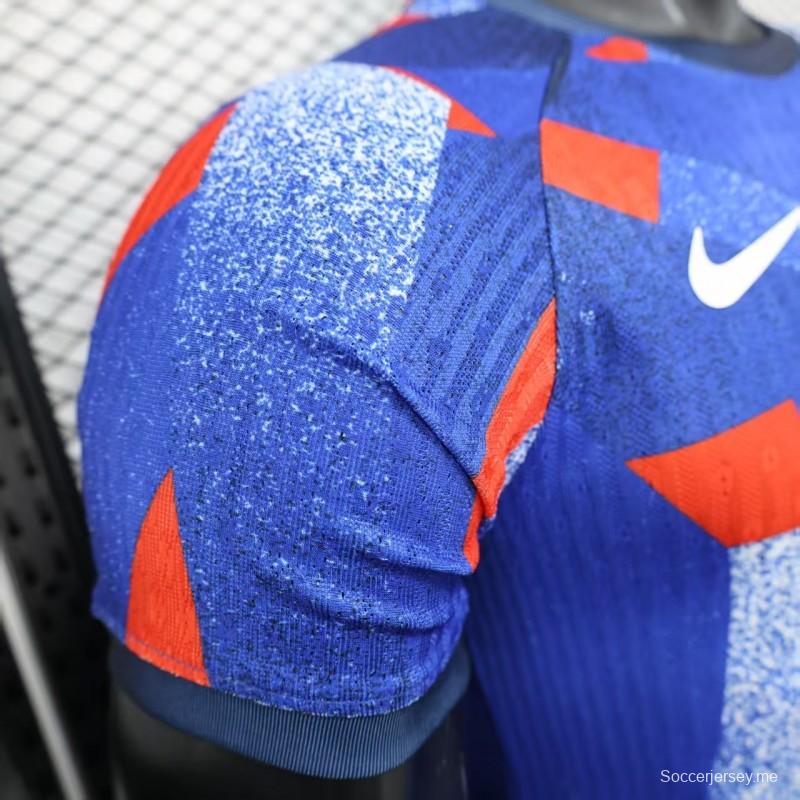 إصدار اللاعب 25/26 قميص نادي برشلونة أزرق بنقشة هندسية مجردة