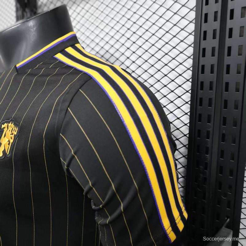 إصدار اللاعب 25/26 قميص مانشستر يونايتد كاجوال أسود اللون أسود اللون أسود كاجوال