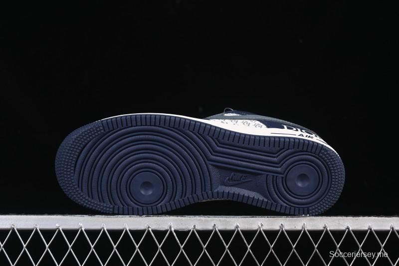 حذاء نايك اير فورس 1 '07 منخفض من نايك بالتعاون مع ديور حذاء رياضي كاجوال أزرق رمادي خطاف أبيض - XD2588-603