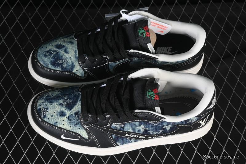 Nike Travis Scott x Fragment Design x Air Jordan 1 Low OG SP Retro Denim Low-Top Casual Sneakers - LD2028-045