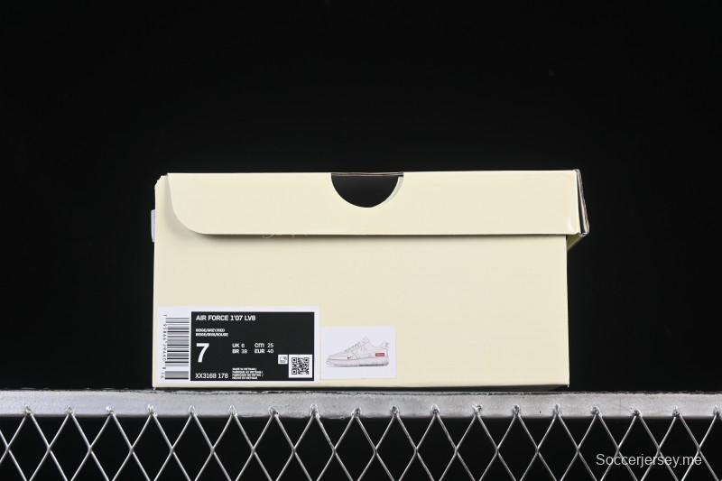 حذاء نايك اير فورس 1 '07 منخفض سوبريم سوبريم بالتعاون مع نايك باللون البيج الرمادي والكريستال سنيكرز كاجوال - XX3168-178