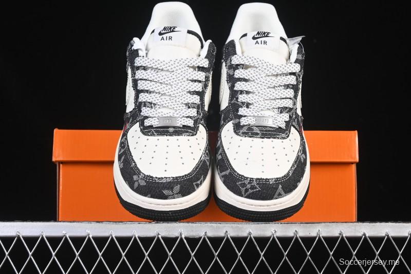 حذاء نايك اير فورس 1 '07 المنخفض من نايك اير فورس 1 '07 LV Collaboration باللون البيج البيج الأسود بخياطة سوداء - MZ9588-815