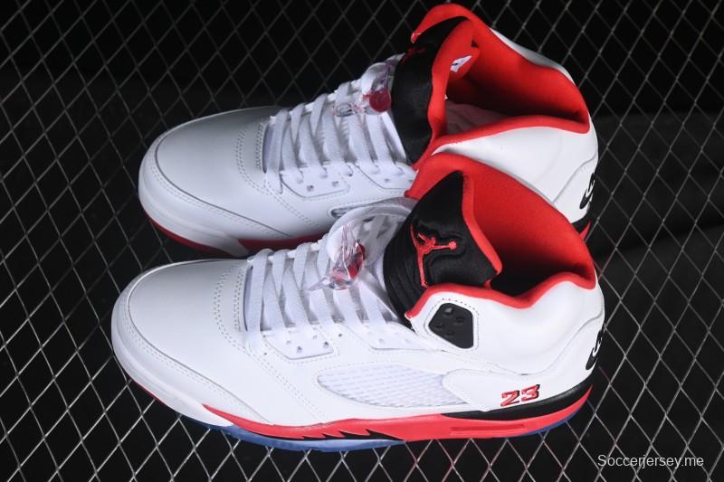 حذاء كرة السلة نايك اير جوردان 5 ريترو جوردان فاير ريد أحمر أسود اللسان - HQ7978-101