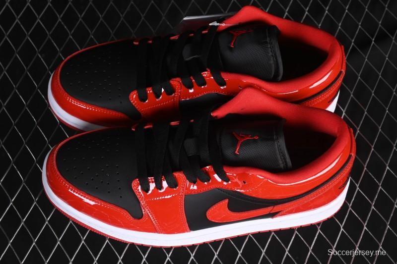 نايك اير جوردان 1 اير جوردان 1 لاو AJ1 جلد براءات الاختراع AJ1 حذاء رياضي كاجوال أسود أحمر منخفض القمة HV4089-006