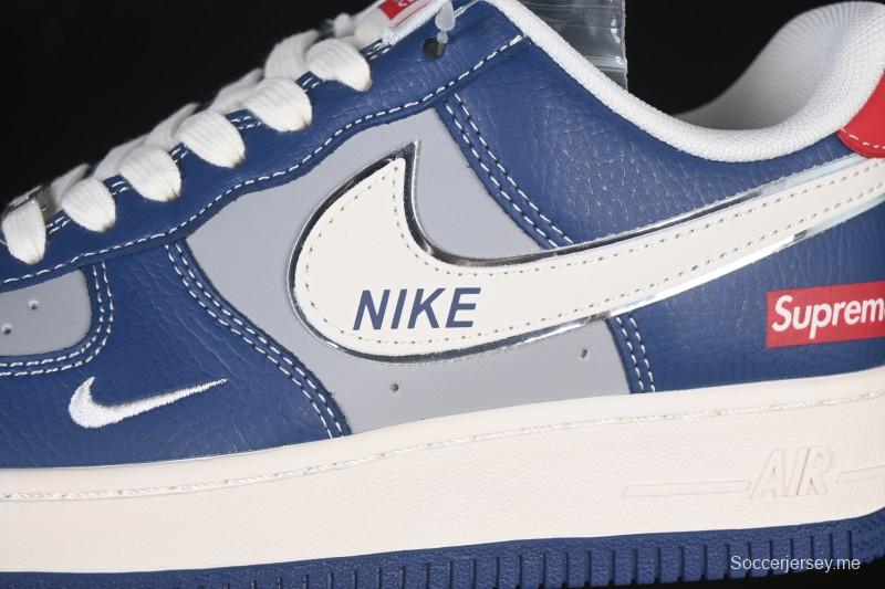 حذاء نايك اير فورس 1 '07 منخفض سوبريم سوبريم تعاون أبيض أزرق رمادي أحمر كاجوال سنيكرز - XD2588-602