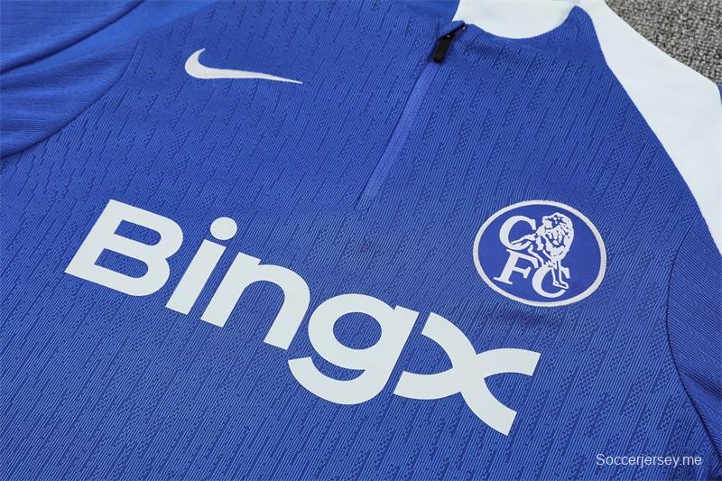 Player Version 25/26 Chelsea Color Blue T90 Half Zipper Jacket+Long Pants