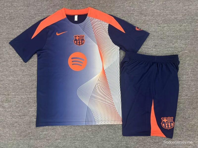 25/26 Kids Barcelona Royal Blue Camouflage T90 Short Sleeve Jersey+Shorts