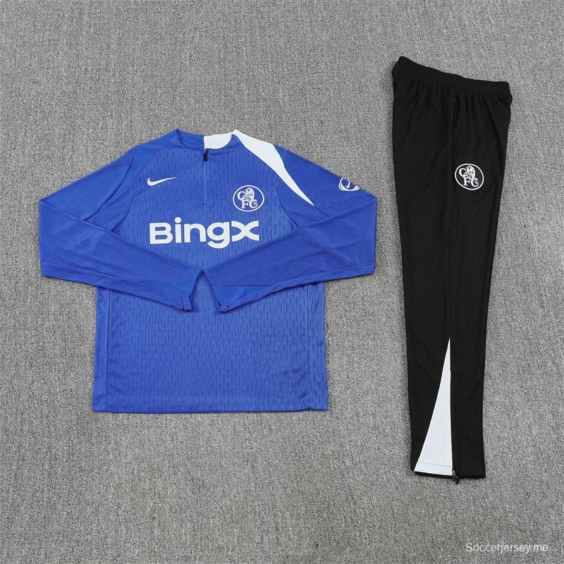 Player Version 25/26 Chelsea Color Blue T90 Half Zipper Jacket+Long Pants
