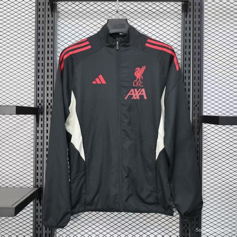 25/26 Liverpool Black Windbreaker (with Inner Lining)