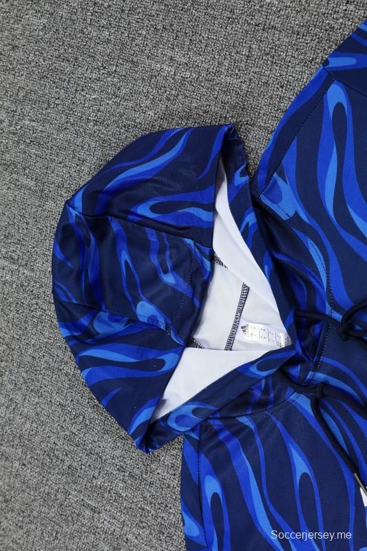 25/26 هودي ريال مدريد أزرق بقبعة زرقاء + بنطلون طويل