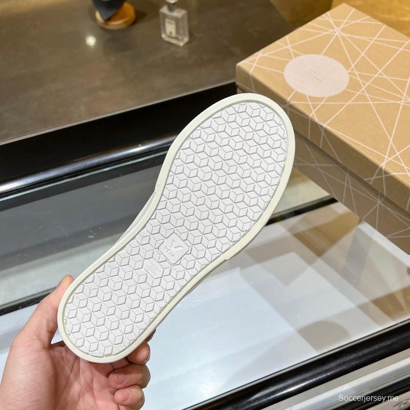 VEJA Classic White Sneakers V Logo Lace-Up Retro Flat Platform Casual Sports Shoes - LY00220