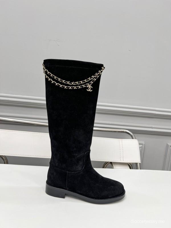 Chanel 2025 SS Quilted Leather Chain CC Logo Flat Ankle Boots - LY00510