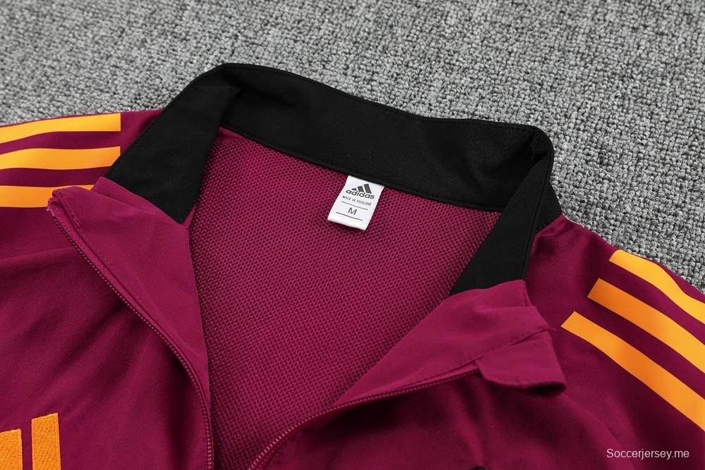 25/26 AS Roma مارون S-3XL كسترة نصف سحاب + بنطلون طويل + بنطلون طويل