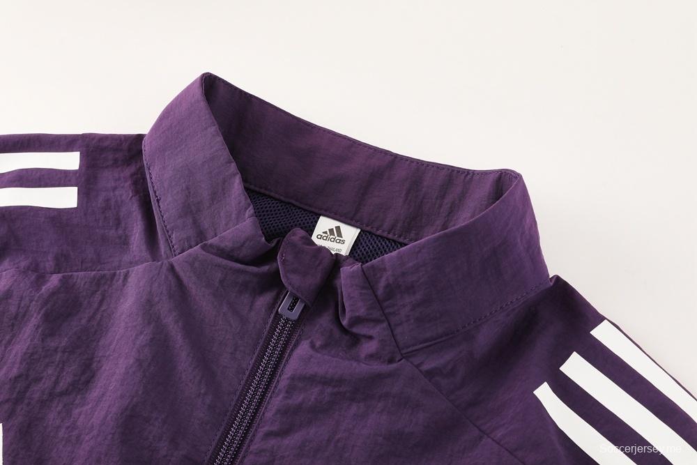 25/26 مانشستر يونايتد أرجواني S-2XL مانشستر يونايتد جاكيت بنصف سحاب + بنطلون طويل + بنطلون طويل