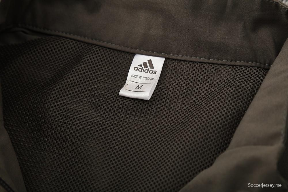 25/26 ريال مدريد جاكيت أخضر داكن نصف سحاب أخضر + بنطلون طويل S-3XL