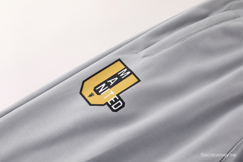 25/26 مانشستر يونايتد جاكيت نصف سحاب رمادي + بنطلون طويل S-2XL