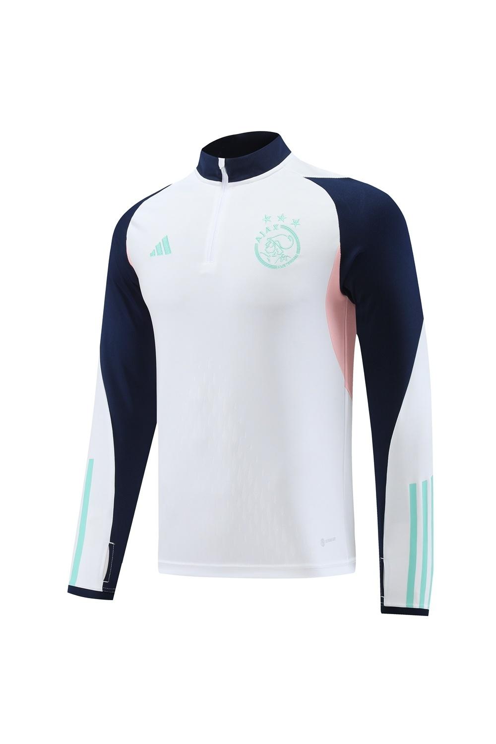 23/24 أجاكس أبيض S-2XL سترة نصف سحاب + بنطلون طويل + بنطلون طويل