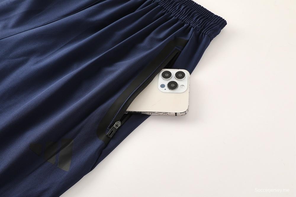 2025 أديداس 2025 جاكيت أزرق ملكي نصف سحاب أزرق + بنطلون طويل S-2XL