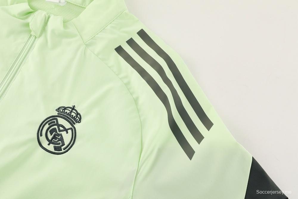 25/26 ريال مدريد جاكيت أخضر فاتح نصف سحاب أخضر + بنطلون طويل S-3XL