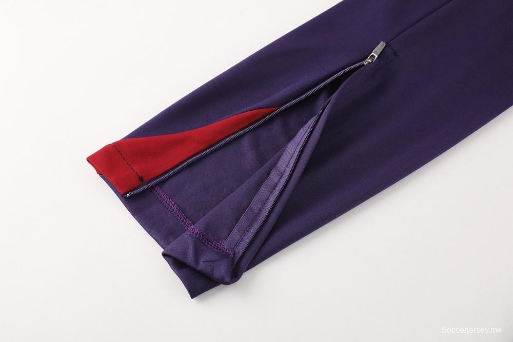 2025 إنجلترا 2025 جاكيت إنجليزي بنصف سحاب بنفسجي + بنطلون طويل