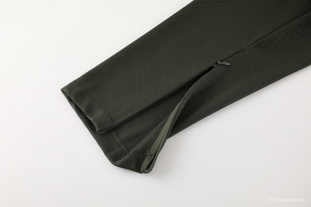 23/24 برشلونة أخضر داكن S-2XL أخضر غامق S-2XL جاكيت نصف سحاب + بنطلون طويل