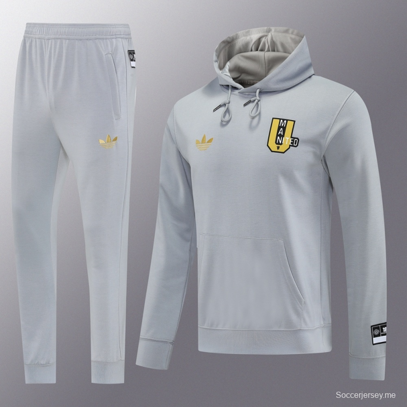 25/26 مانشستر يونايتد جاكيت نصف سحاب رمادي + بنطلون طويل S-2XL