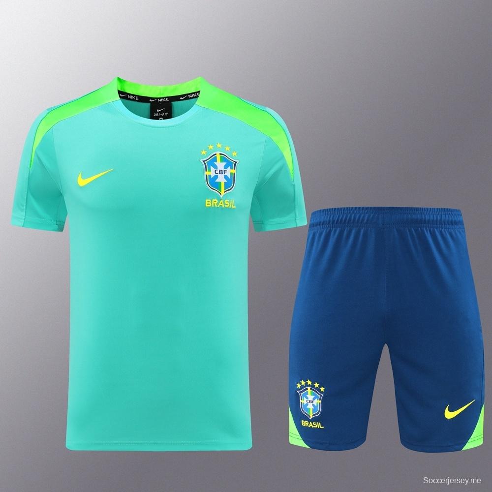 2025 بحيرة البرازيل 2025 كم قصير أخضر + شورت كرة قدم قصير + شورت كرة قدم